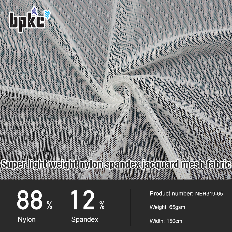 Super light weight nylon spandex jacquard mesh eco-friendly fabric
